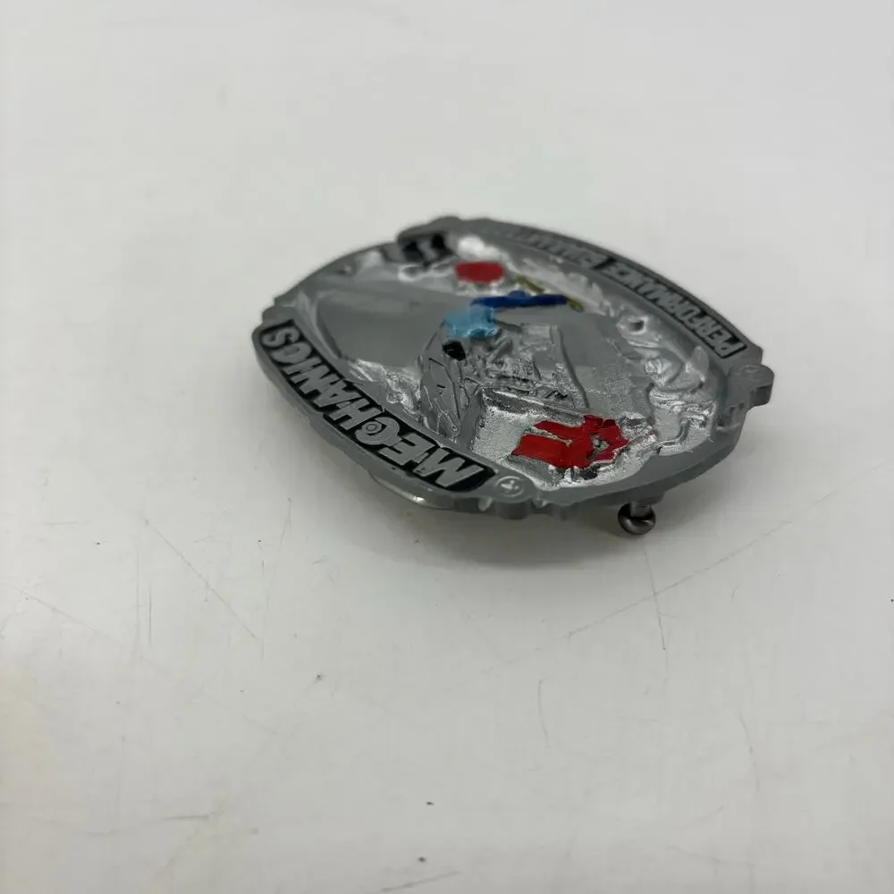 Vintage Belt Buckle Mechanics Performance Guaranteed Pewter Enamel